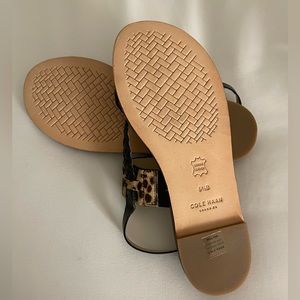 Cole Haan Anica Women’s leather braided Cheetah print, thong sandal. NWOT